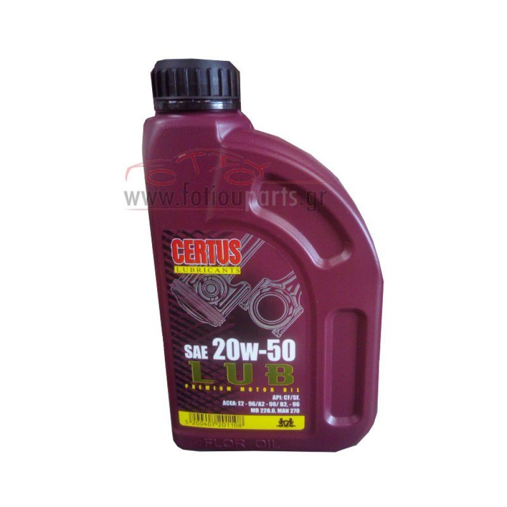 ΛΑΔΙ ΜΗΧΑΝΗΣ 20W50 CERTUS LUB 1LT